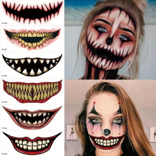 Body Makeup Halloween Tattoo Stickers CLOWN Terrifier 10 bal